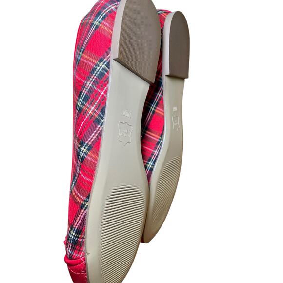 EUC Talbots Women 10 Blair Cap Toe Ballet Flats Tartan Plaid Christmas Plaid - Picture 12 of 15
